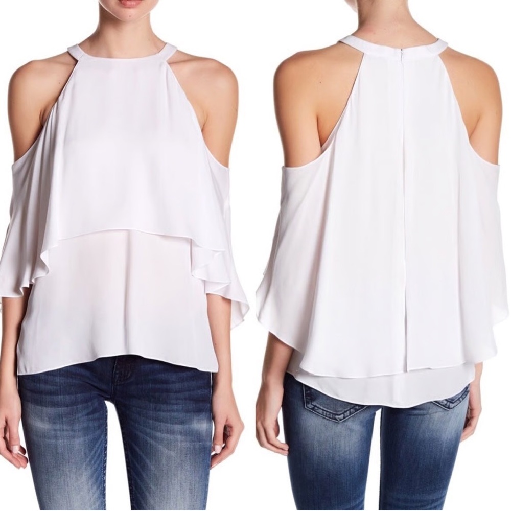 Kobi Halperin Langley Cold-Shoulder Off shoulder Silk Top